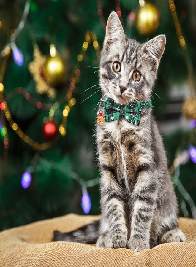 YUJUN 3Pack Christmas Cat Collars Breakaway with Bow tie and Bell Christmas Adjustable Plaid Snowflake Collar Buckle Safety for Puppy Kittens - Image 5